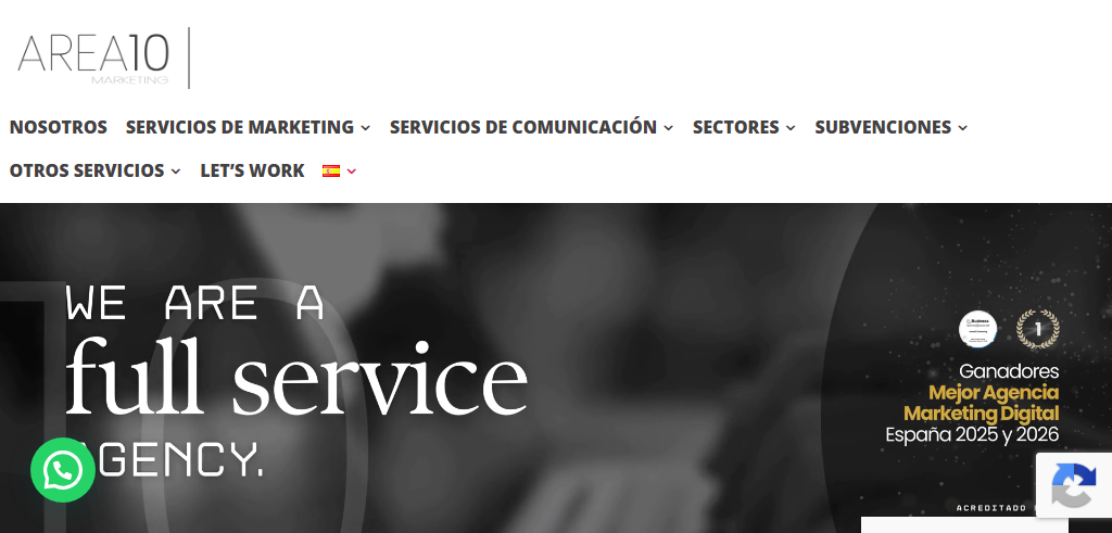 Sitio Web de la Agencia AREA10 Marketing