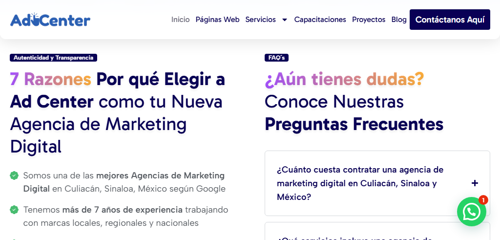 Sitio Web de la Agencia Ad Center
