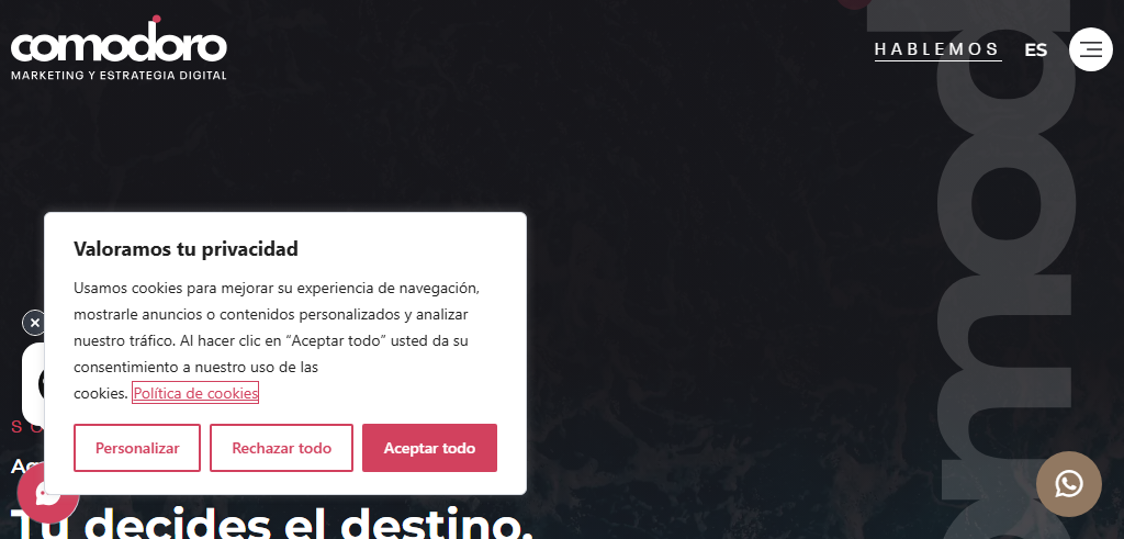 Sitio Web de la Agencia Comodoro Marketing