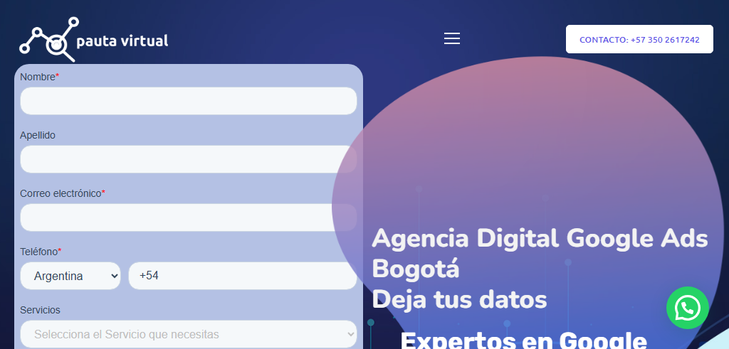 Sitio Web de la Agencia Pauta Virtual